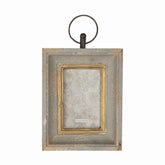 Vidéki vintage stílusú, fából készült, antik szürke és arany színű fali fényképtartó képkeret